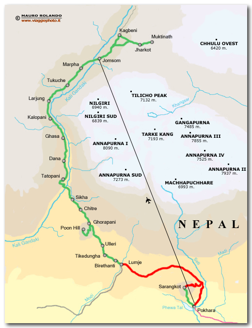 mappa nepal trekking